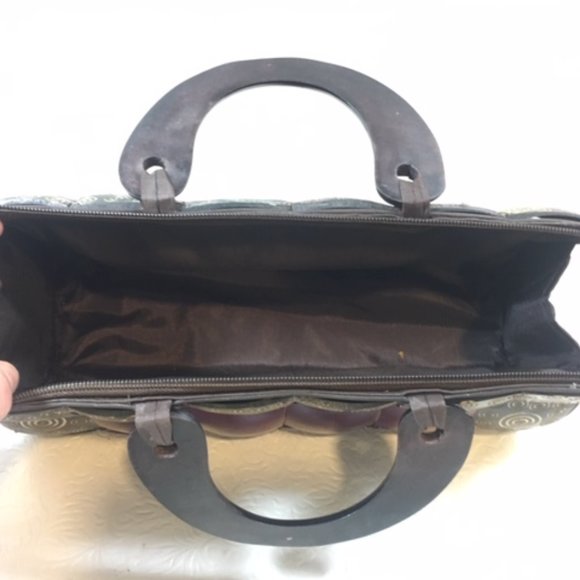 Vintage Coconut Shell Zipper Handbag Pinkish Purple Handmade11x5 - Picture 6 of 6